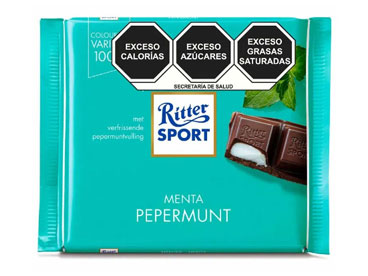 Ritter Sport Chocolate Amargo Relleno con Crema de Menta 100g