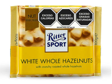 RITTER SPORT Chocolate Blanco con Avellanas Enteras 100g