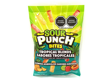 SOUR PUNCH Bites Sabores Frutos Tropicales 105g